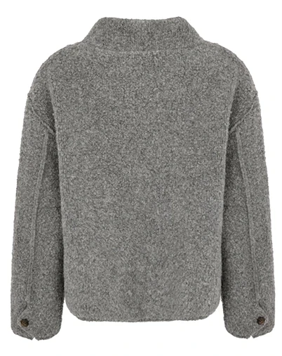 Rabens Saloner - Emel Sheep Knit Reverse Jakke - Grey Melange